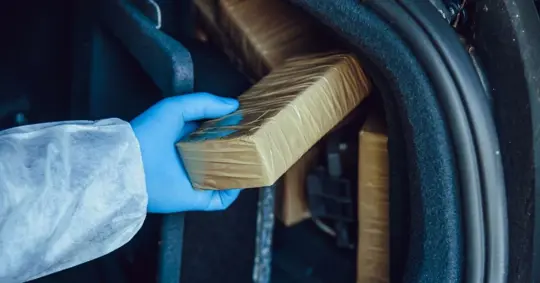 packages in a car being inspected